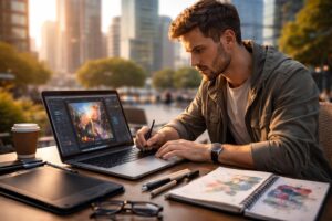 découvrez comment créer rapidement des visuels et montages de qualité sur votre pc portable, même en mobilité, pour booster votre productivité où que vous soyez.