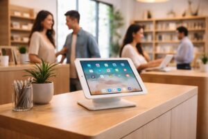 découvrez l'ipad en boutique, une borne élégante conçue pour capturer des leads efficacement et sans friction, optimisant l'expérience client et boostant vos ventes.