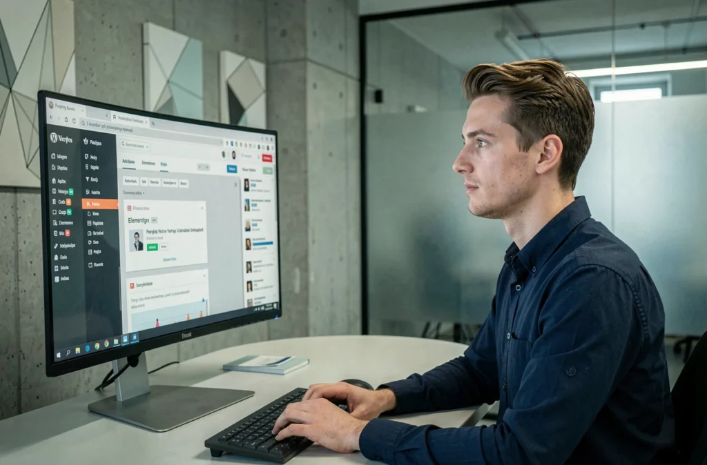 Développeur WordPress de l'agence Esilab à Strasbourg travaillant sur une interface web moderne