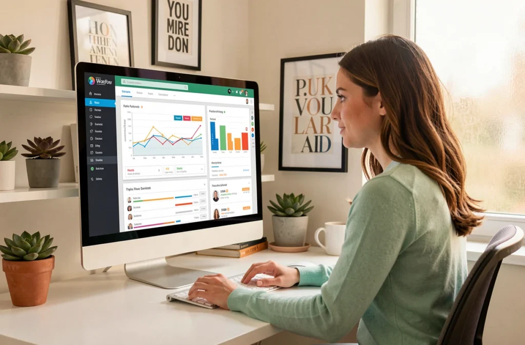 Responsable de la plateforme Pilot'in gérant un tableau de bord WordPress avancé depuis son agence